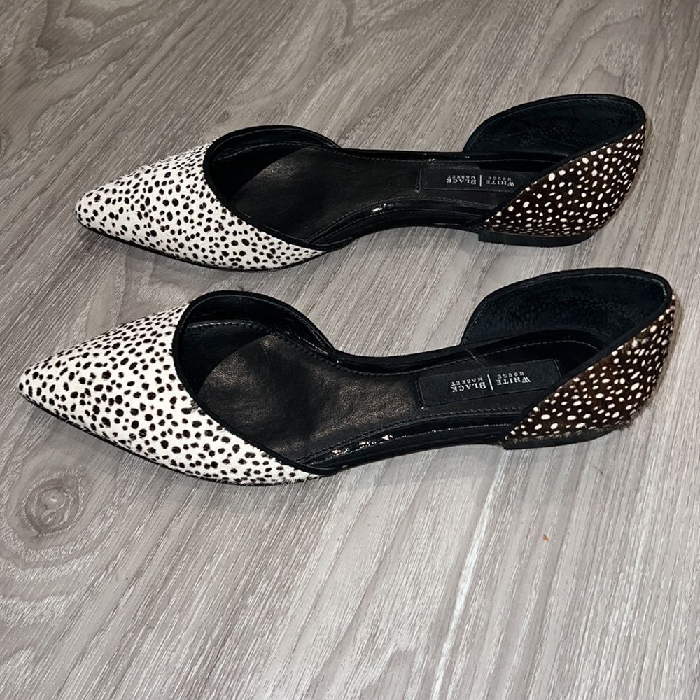WHBM 'Cosima' Spotted Cow Hair Flats Size 7 - Picture 3 of 6